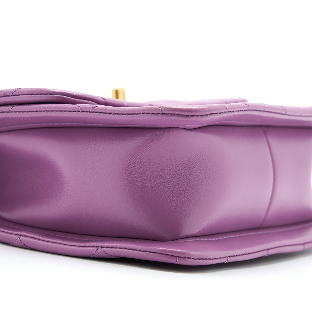 CHANEL SQUARE FLAP BAG LAMBSKIN LIGHT PURPLE BRUSHED GHW