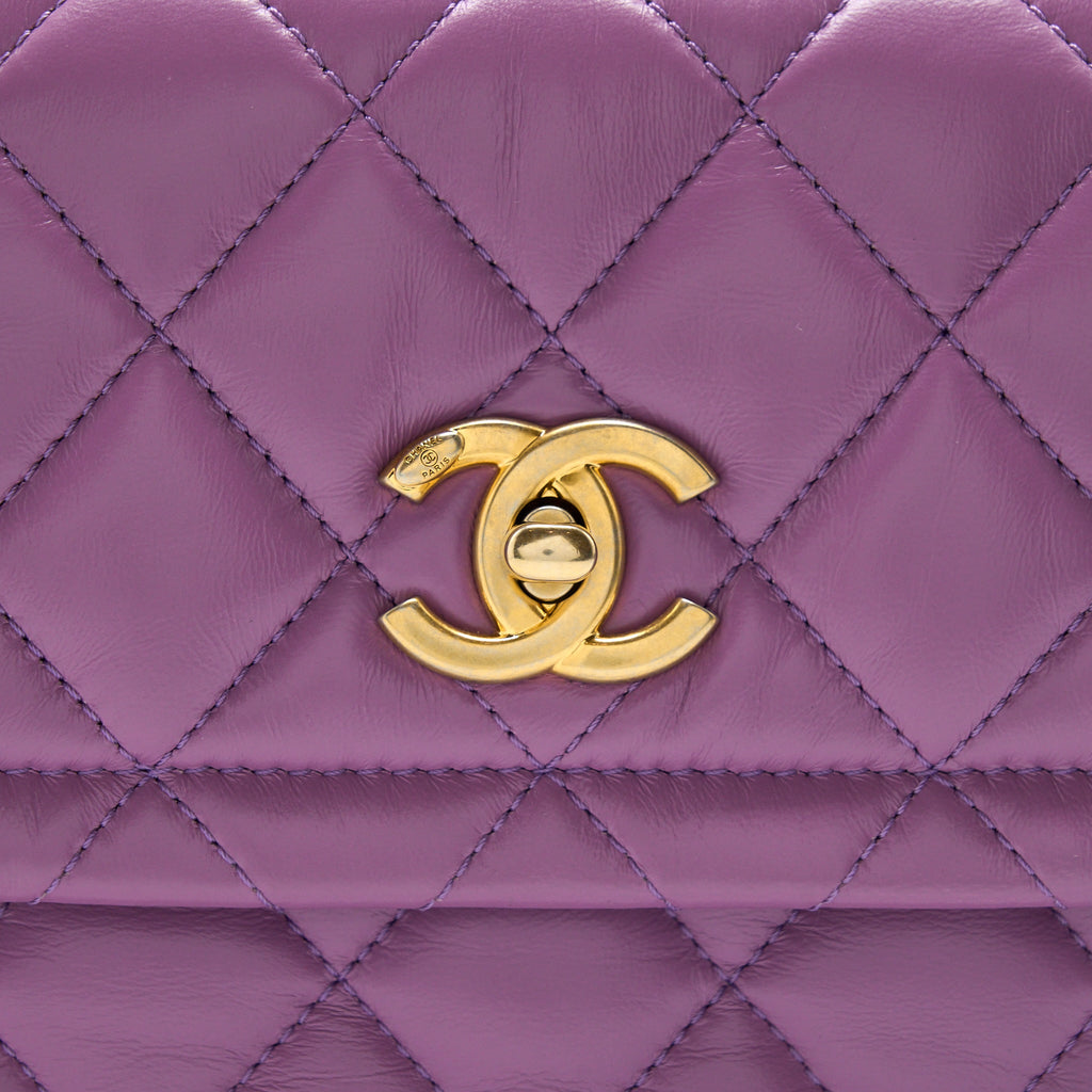 CHANEL SQUARE FLAP BAG LAMBSKIN LIGHT PURPLE BRUSHED GHW