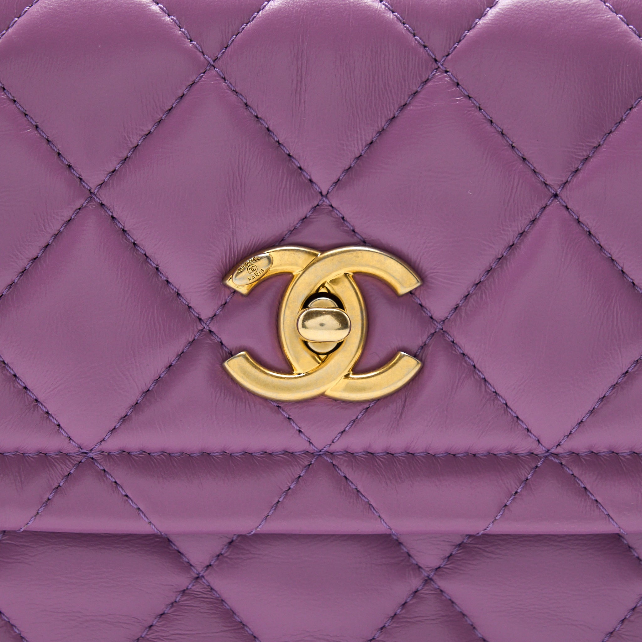 CHANEL SQUARE FLAP BAG LAMBSKIN LIGHT PURPLE BRUSHED GHW