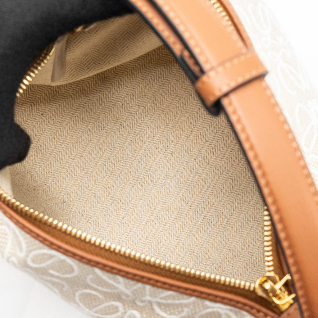 LOEWE SMALL CUBI BAG ANAGRAM JACQUARD CANVAS / CALFSKIN BEIGE / TAN GHW