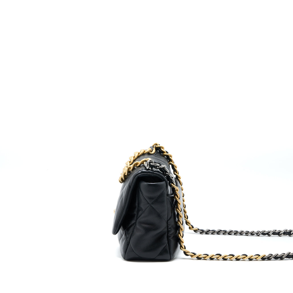 CHANEL SMALL 19 BAG LAMBSKIN BLACK MULTICOLOUR HARDWARE