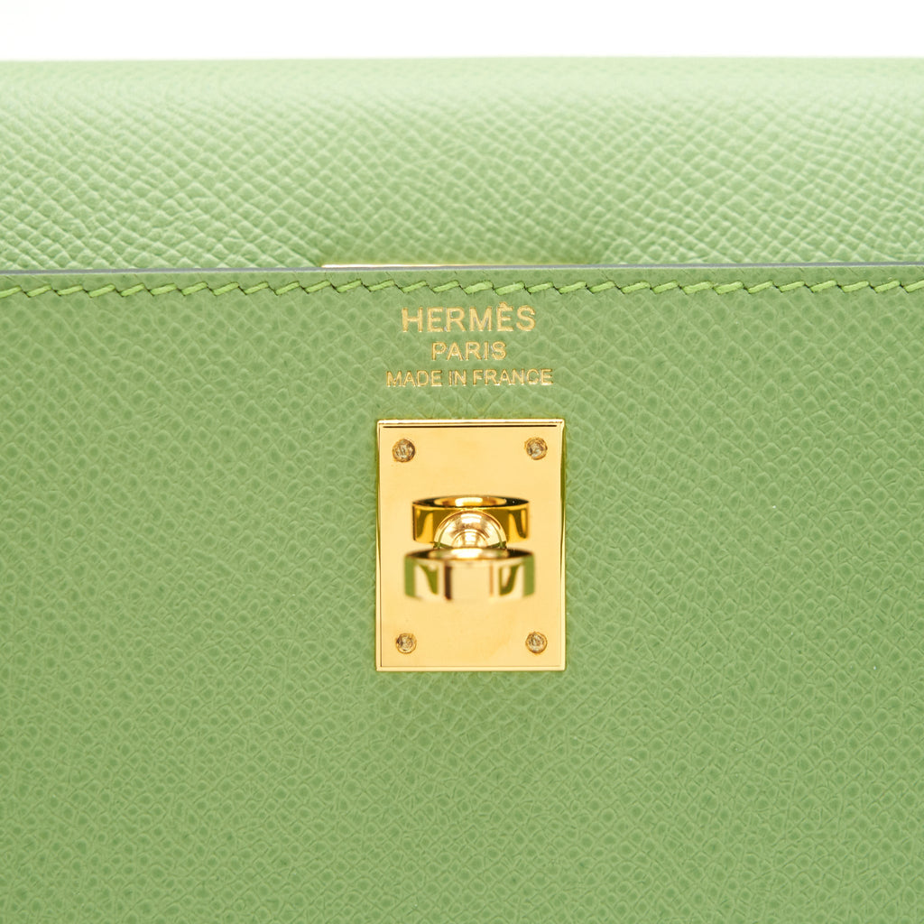 HERMES KELLY 25 SELLIER EPSOM VERT CRIQUET GHW