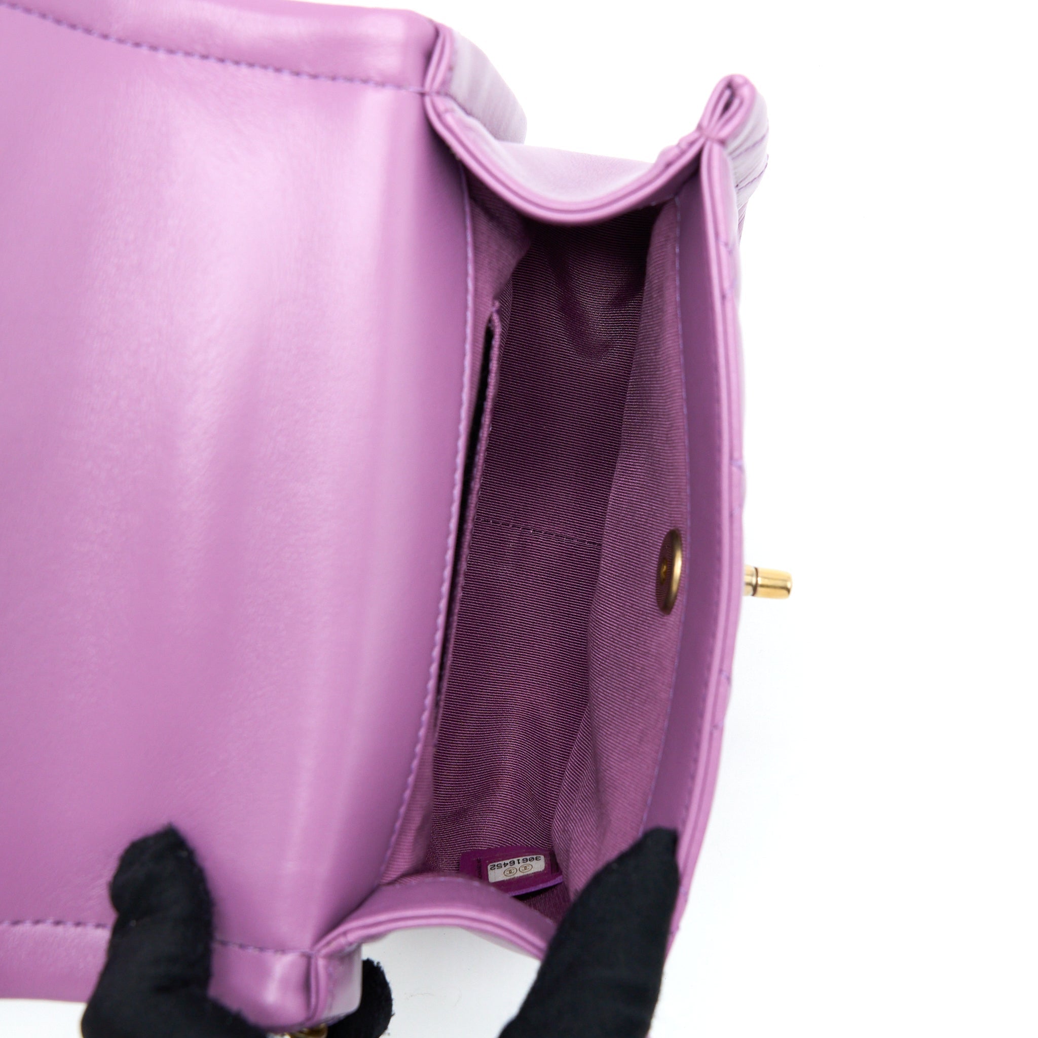 CHANEL SQUARE FLAP BAG LAMBSKIN LIGHT PURPLE BRUSHED GHW