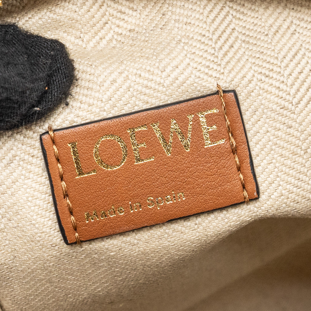 LOEWE SMALL CUBI BAG ANAGRAM JACQUARD CANVAS / CALFSKIN BEIGE / TAN GHW