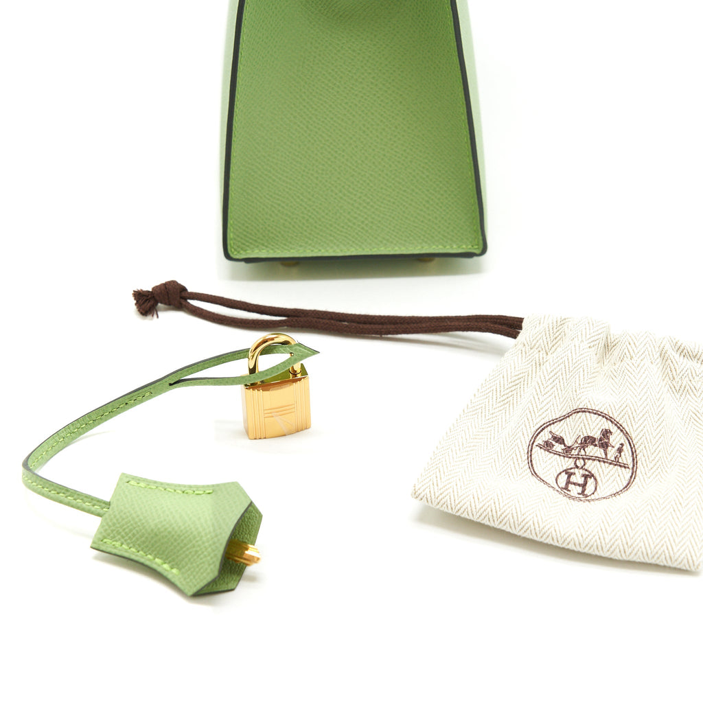 HERMES KELLY 25 SELLIER EPSOM VERT CRIQUET GHW
