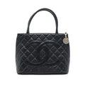 CHANEL VINTAG MEDALLION TOTE BAG CAVIAR BLACK SHW