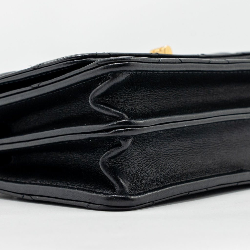 CHANEL MINI 2.55 REISSUE WALLET ON CHAIN AGED CALFSKIN BLACK GHW(MICROCHIP)