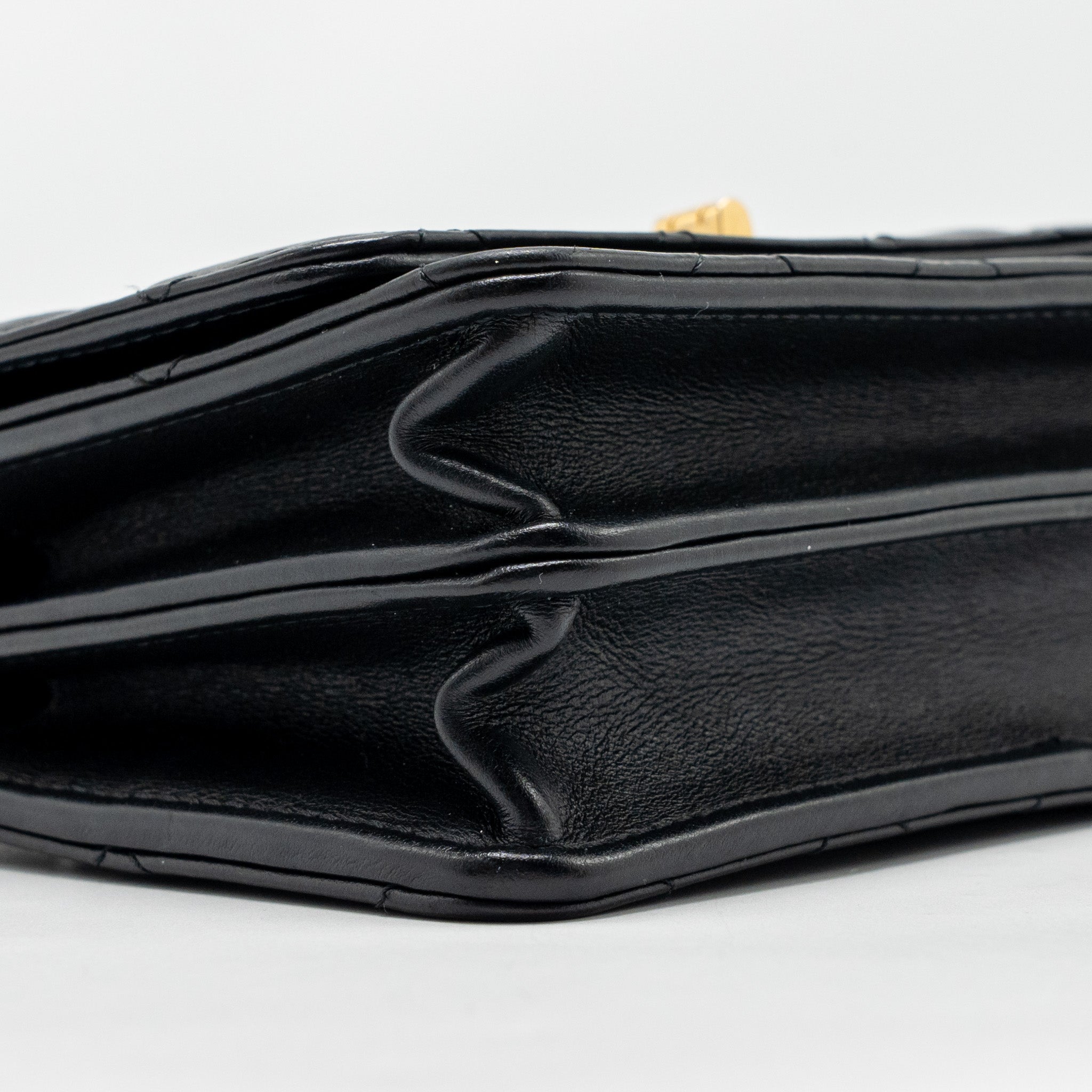 CHANEL MINI 2.55 REISSUE WALLET ON CHAIN AGED CALFSKIN BLACK GHW(MICROCHIP)