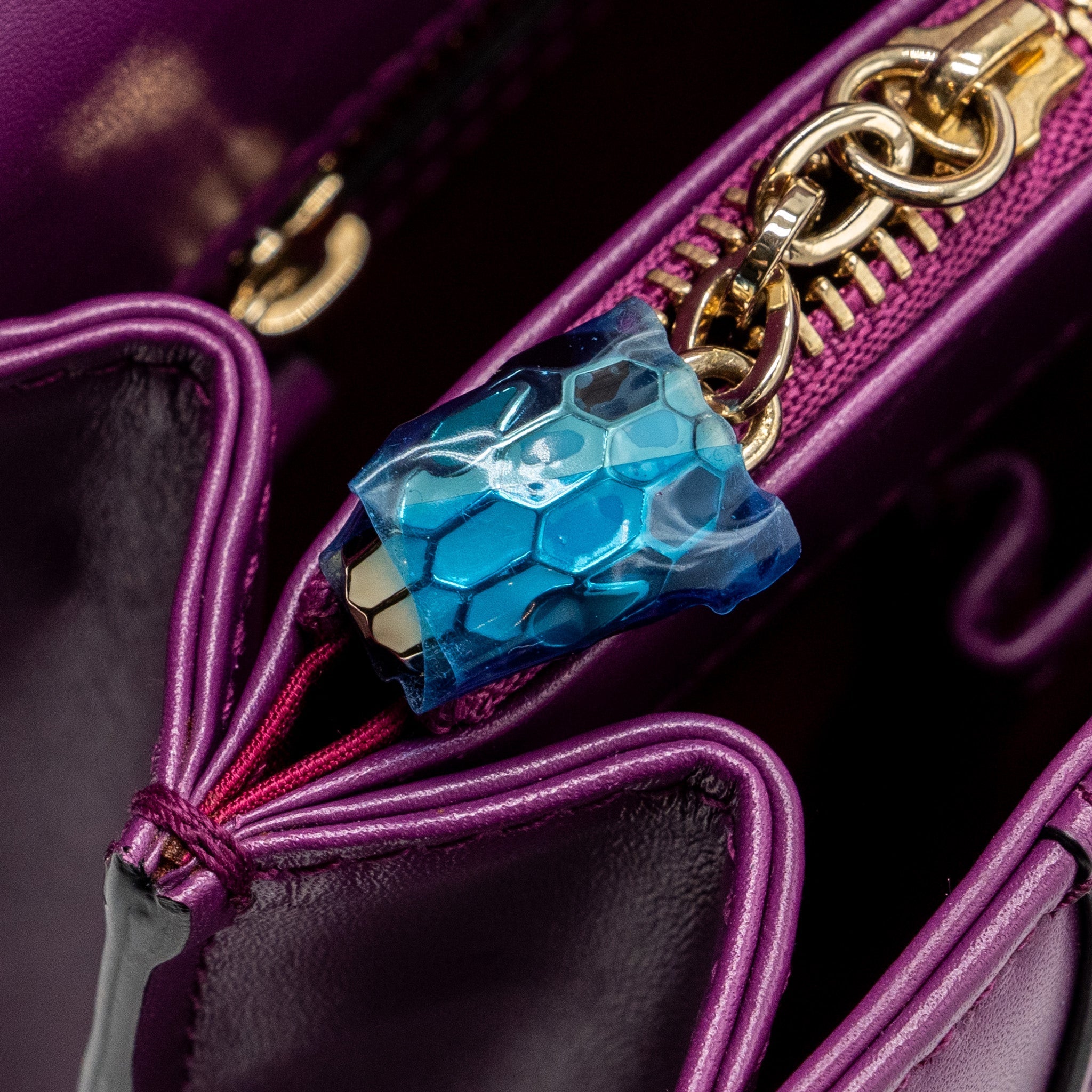 BVLGARI SERPENTI FOREVER  SHOULDER BAG CALFSKIN PURPLE LGHW