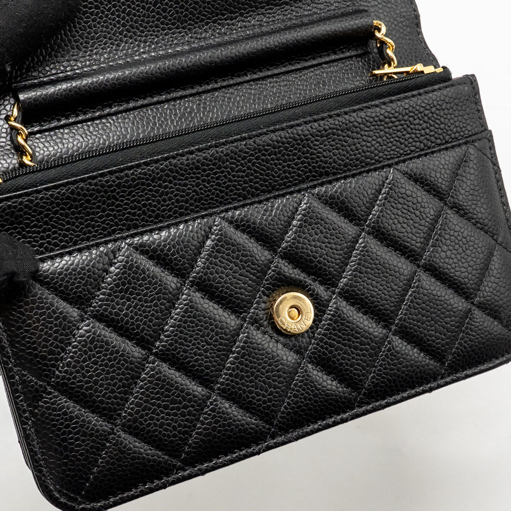 CHANEL CLASSIC WALLET ON CHAIN CAVIAR BLACK GHW (MICROCHIP)
