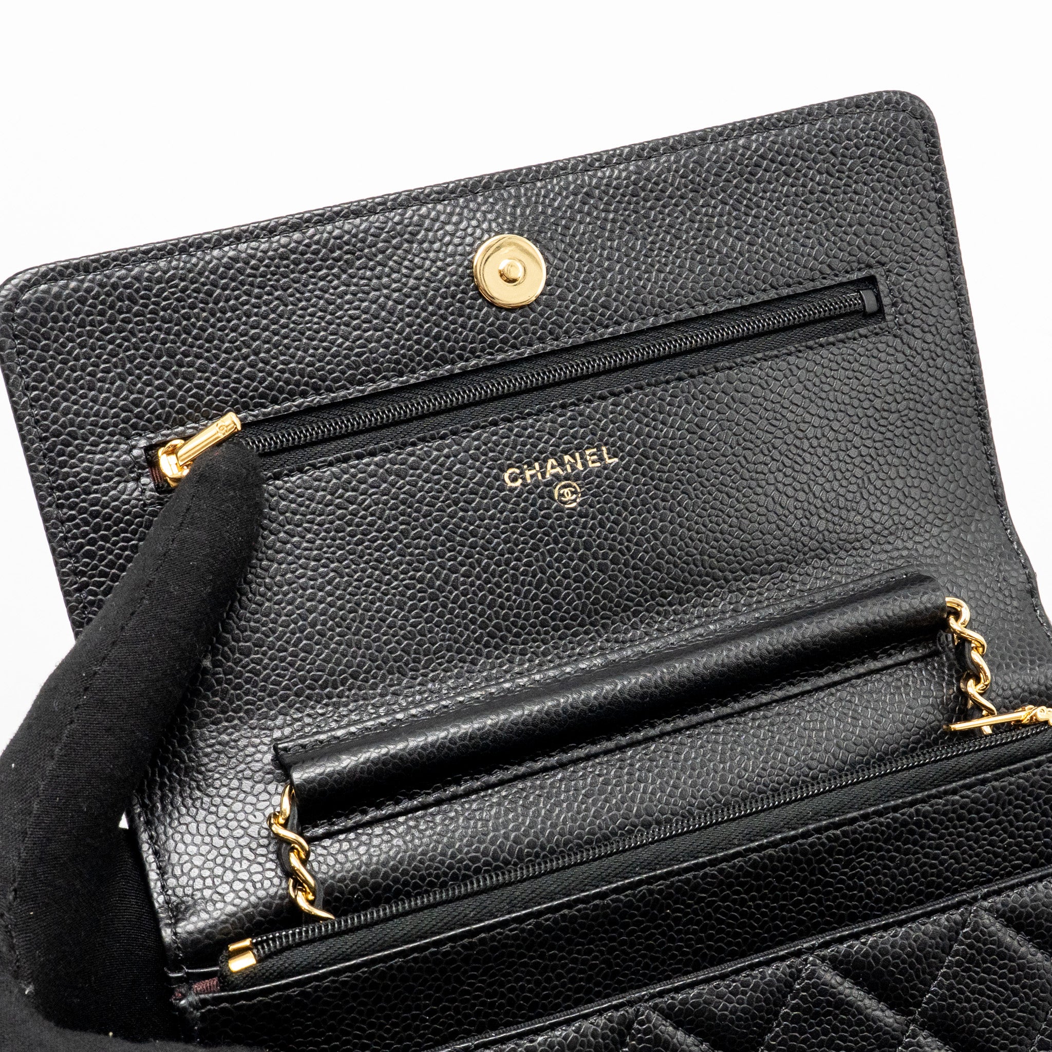 CHANEL CLASSIC WALLET ON CHAIN CAVIAR BLACK GHW (MICROCHIP)