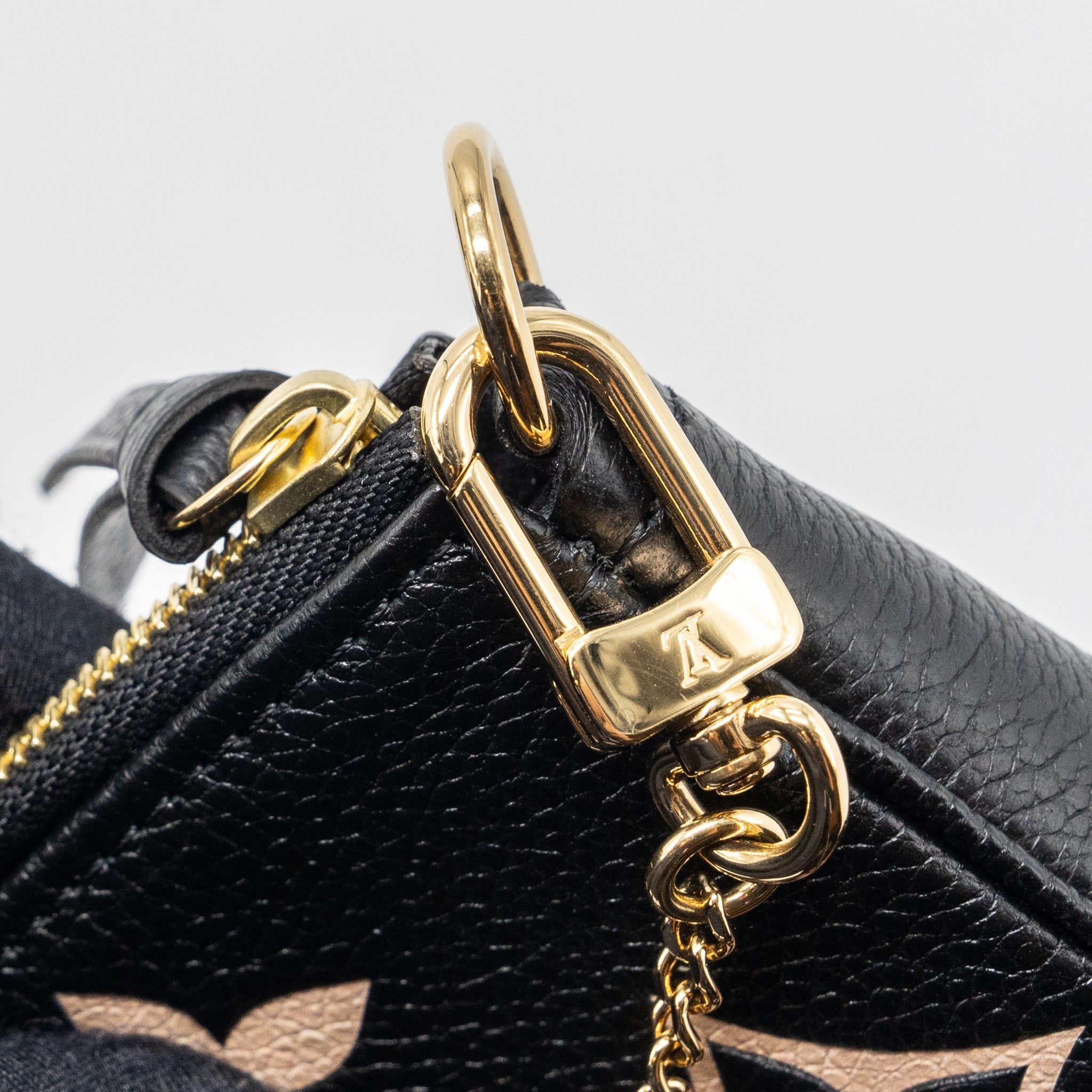 LOUIS VUITTON MINI POCHETTE ACCESSORIES MONOGRAM EMPREINTE BLACK/ BEIGE GHW