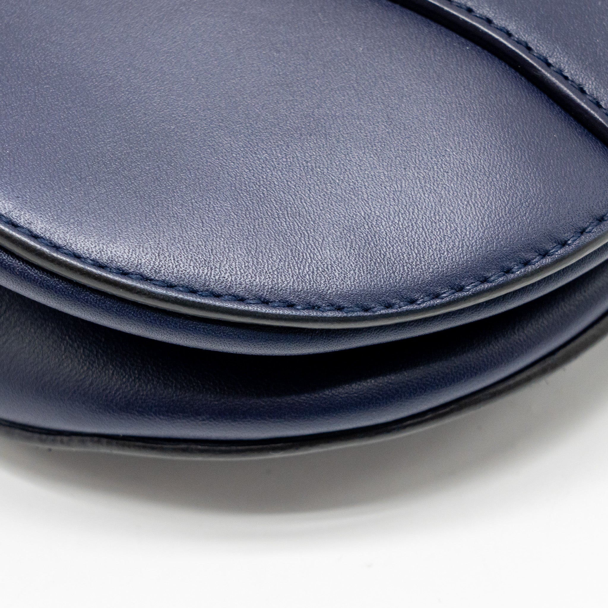 DIOR MEDIUM SADDLE BAG CALFSKIN NAVY GHW WITH BLACK OBLIQUE STRAP