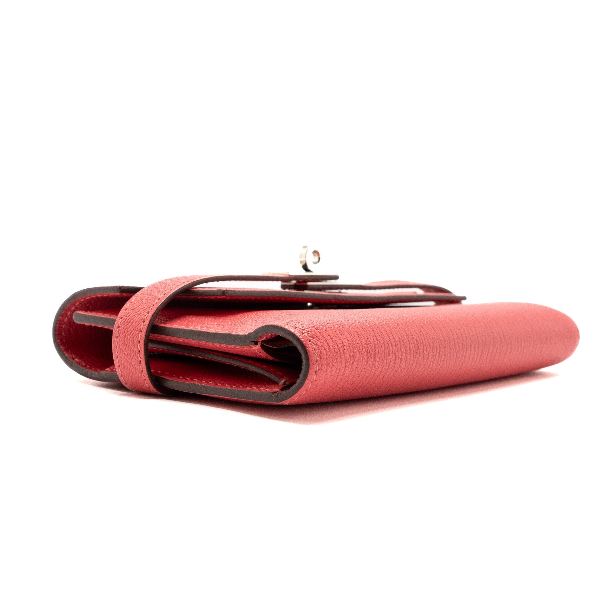 HERMES KELLY COMPACT WALLET CHEVRE MYSORE ROSE AZALEE SHW