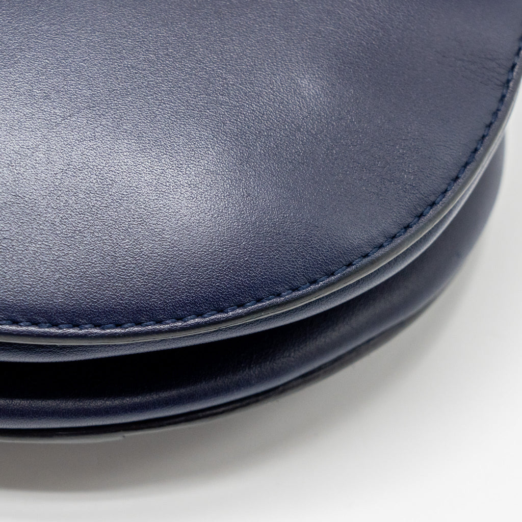 DIOR MEDIUM SADDLE BAG CALFSKIN NAVY GHW WITH BLACK OBLIQUE STRAP