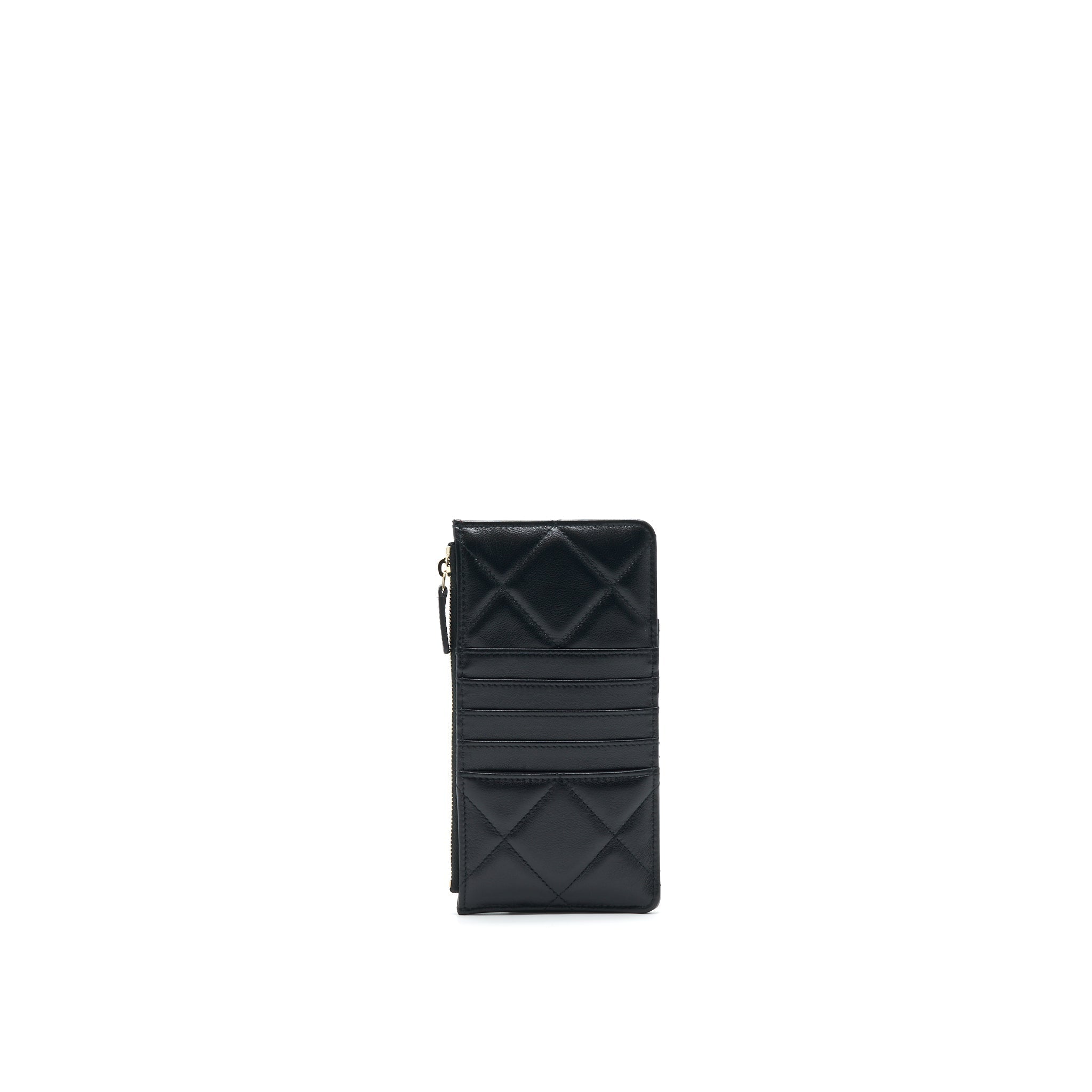 CHANEL 19 PHONE AND CARD HOLDER LAMBSKIN QUILTED BLACK