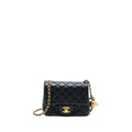 CHANEL PEARL CRUSH MINI SQUARE LAMBSKIN BLACK BRUSHED GHW (MICROCHIP)