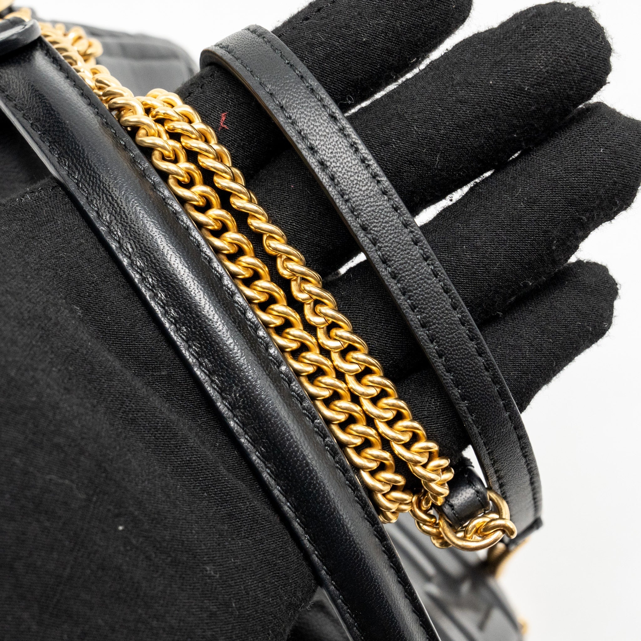 FENDI MINI BAGUETTE BAG FF MOTIF LAMBSKIN BLACK GHW
