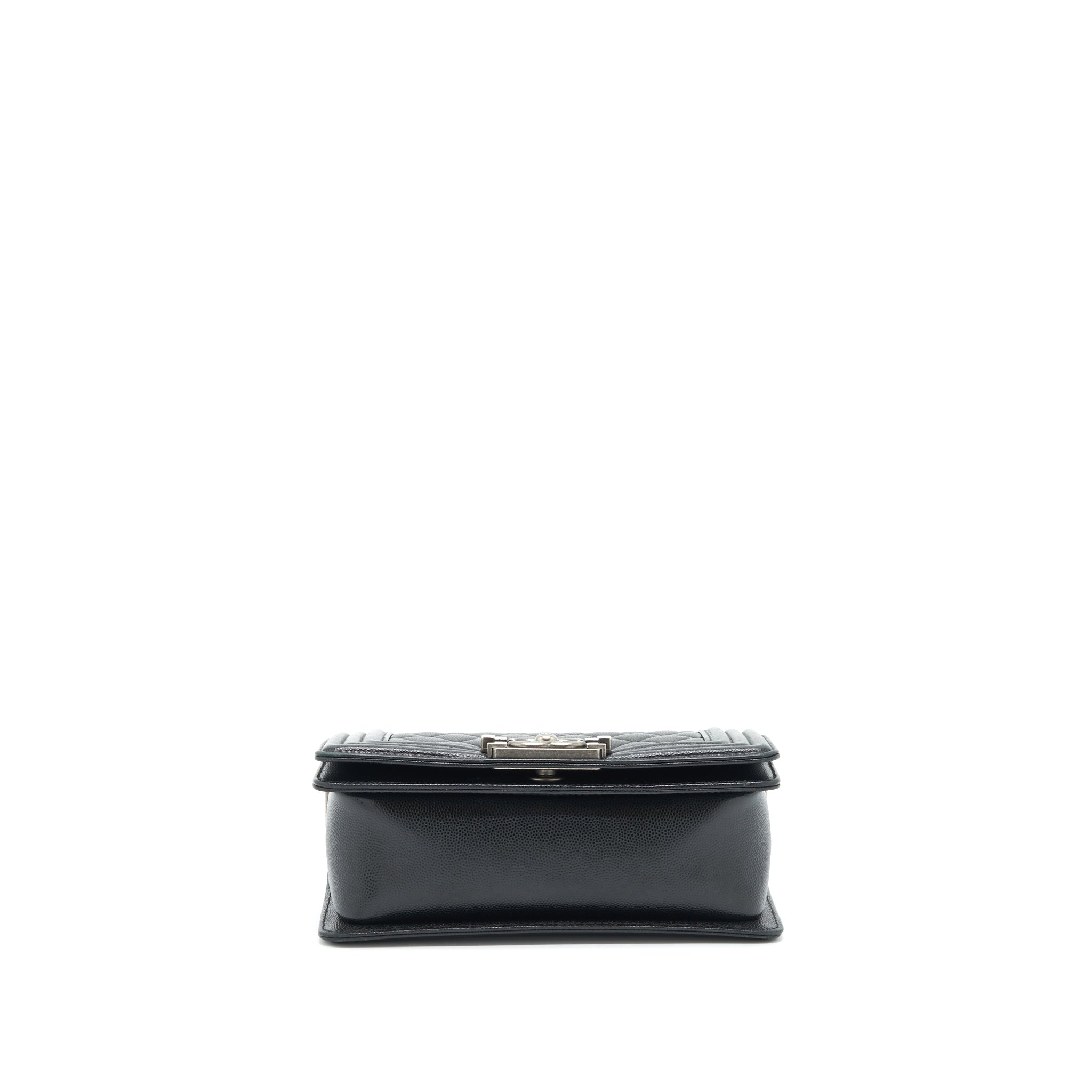 CHANEL SMALL BOY BAG CAVIAR BLACK RUTHENIUM SLIVER HARDWARE