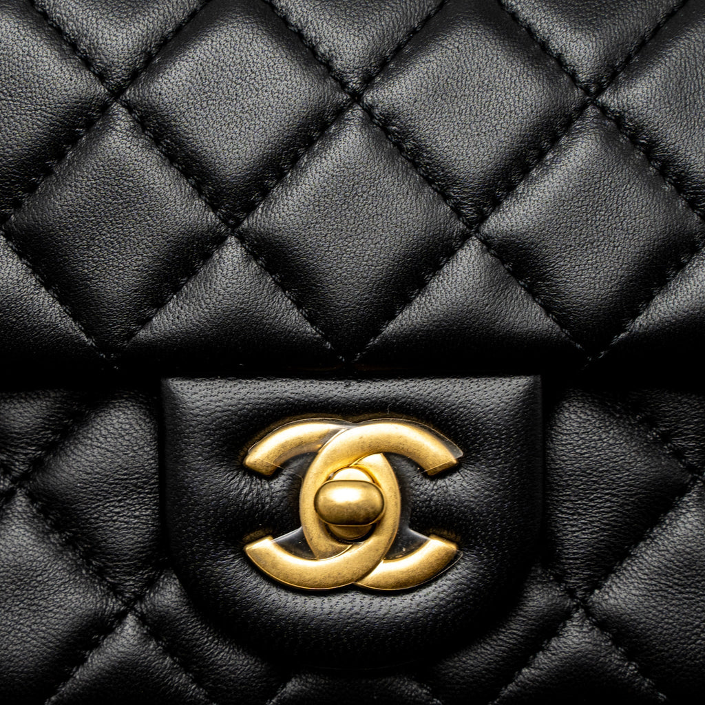 CHANEL PEARL CRUSH MINI RECTANGULAR LAMBSKIN BLACK BRUSHED GHW (MICROCHIP)