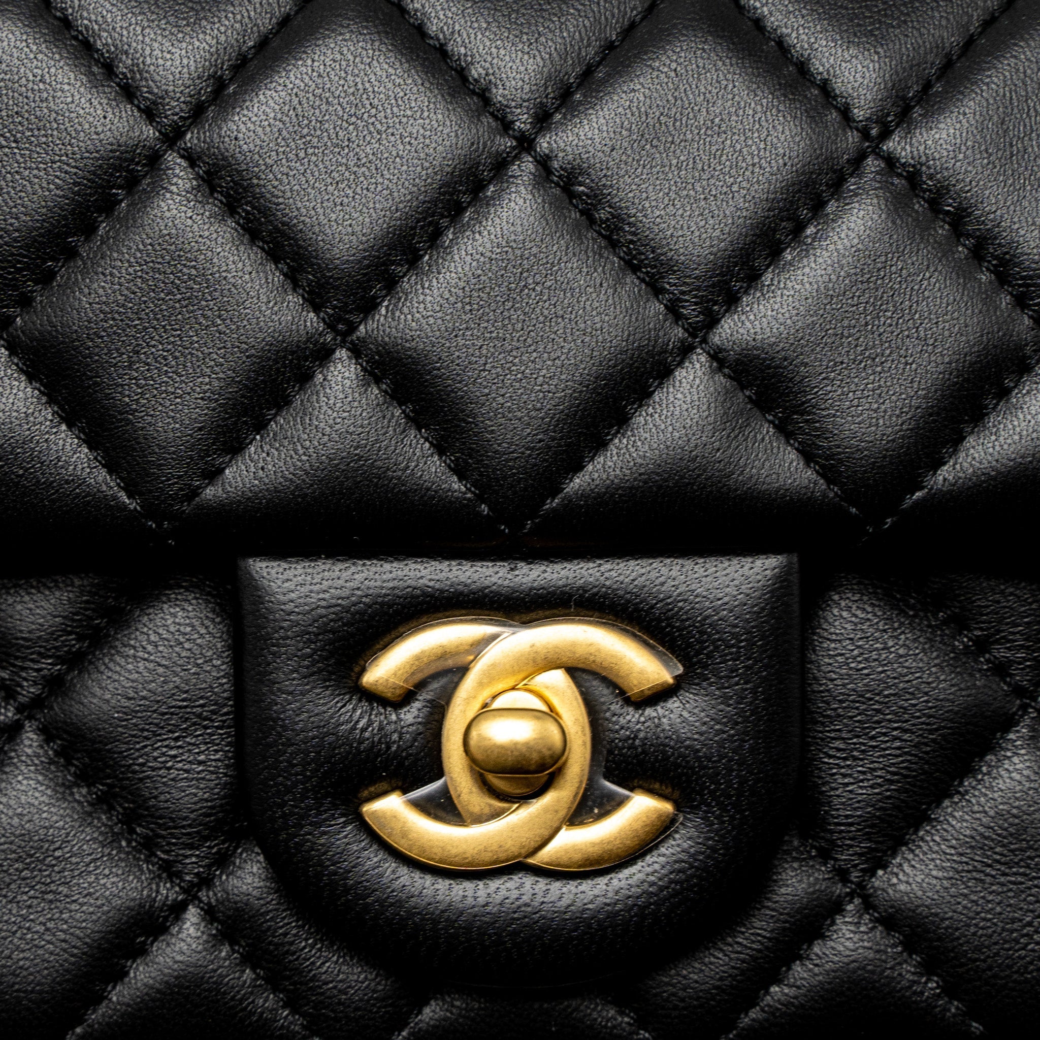 CHANEL PEARL CRUSH MINI RECTANGULAR LAMBSKIN BLACK BRUSHED GHW (MICROCHIP)