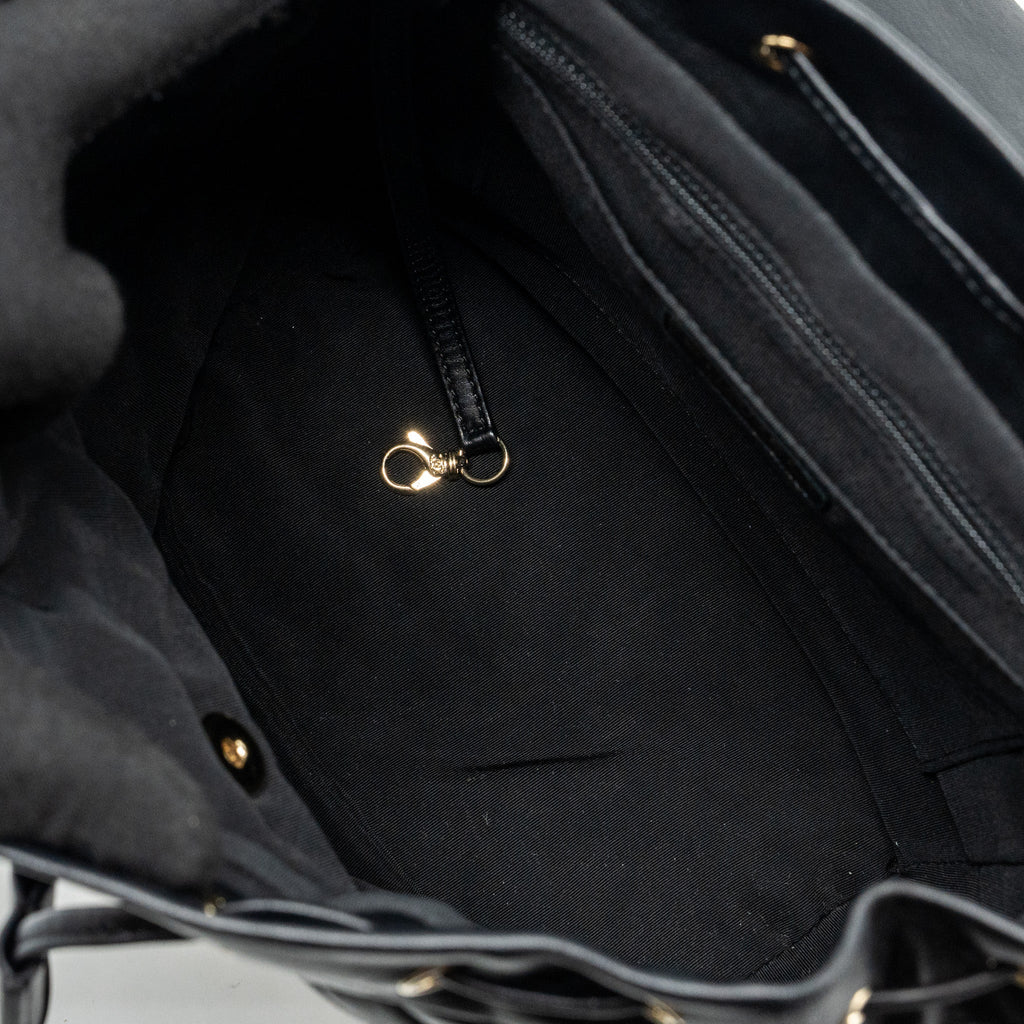 CHANEL QUILTED FLAP BACKPACK LAMBSKIN BLACK GHW
