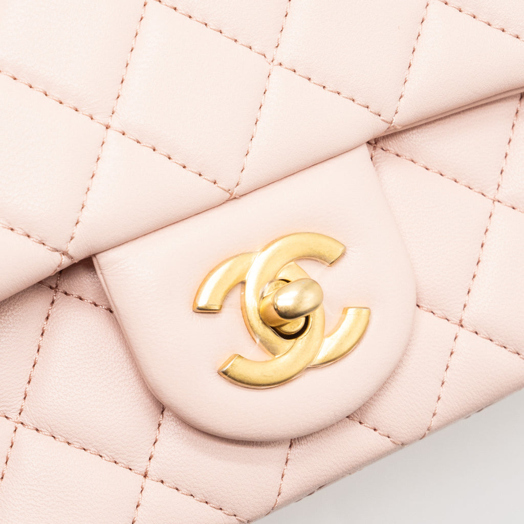 CHANEL 23K PEARL CRUSH MINI RECTANGULAR FLAP BAG LAMBSKIN LIGHT PINK GHW (MICROCHIP)