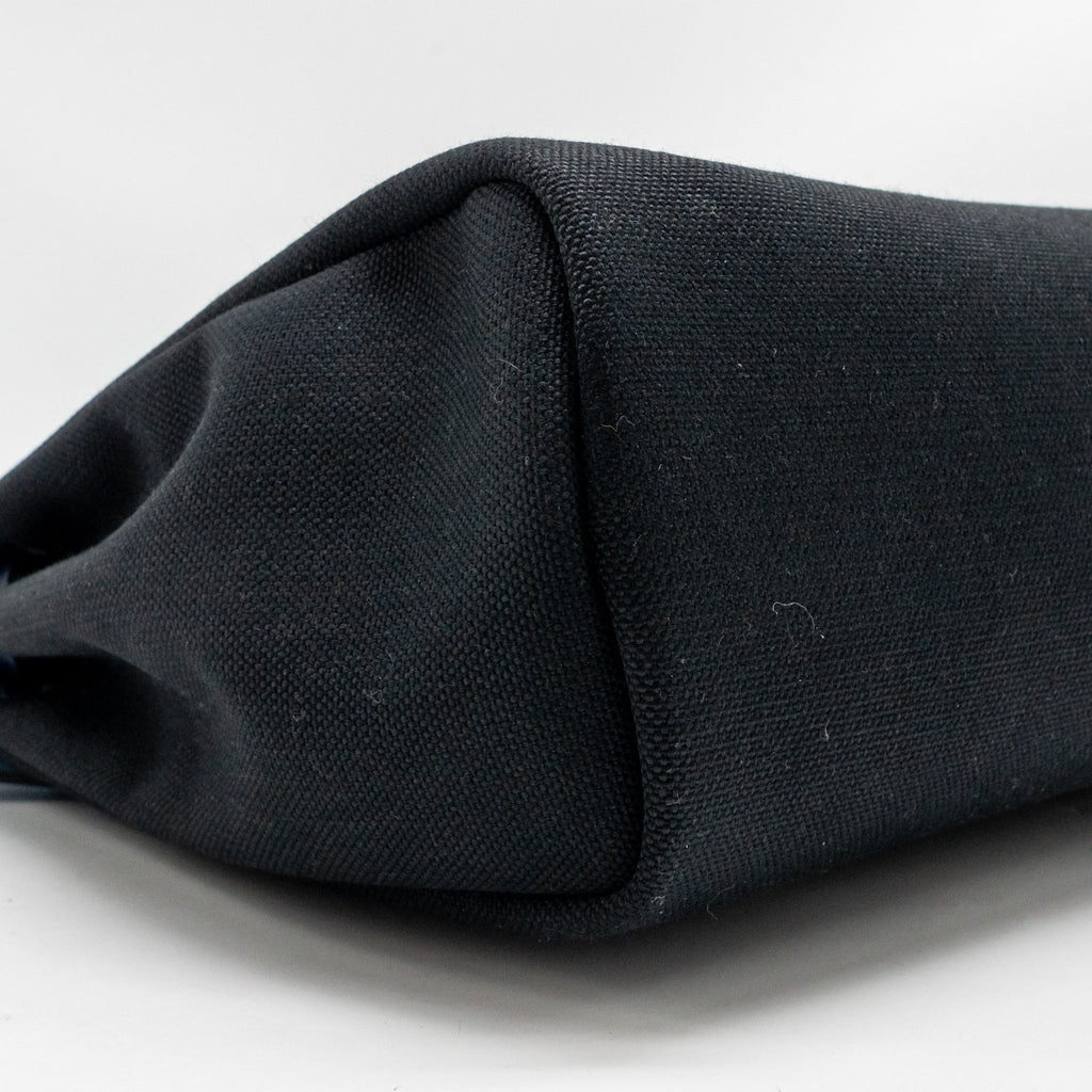 HERMES HERBAG 31 ZIP BAG CANVAS/HUNTER LEATHER BLACK/BLEU SAPHIR SHW