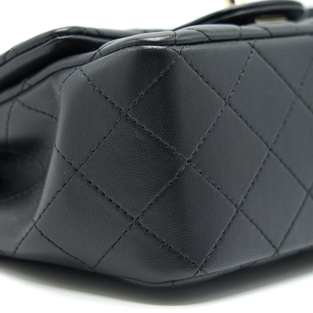 CHANEL MINI SQUARE LAMBSKIN BLACK LGHW SERIAL 29