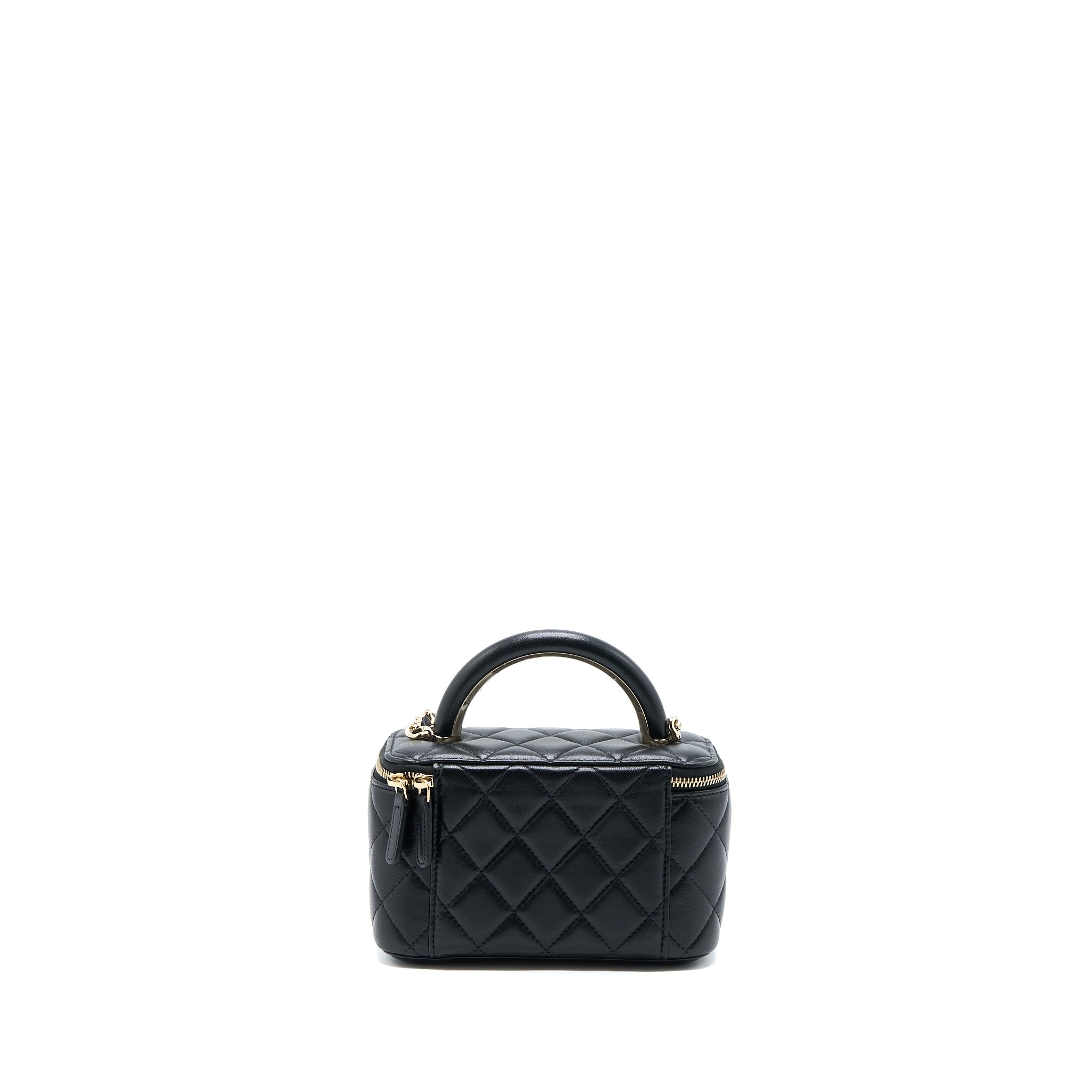 CHANEL 22A TOP HANDLE LONG VANITY CASE LAMBSKIN BLACK LGHW