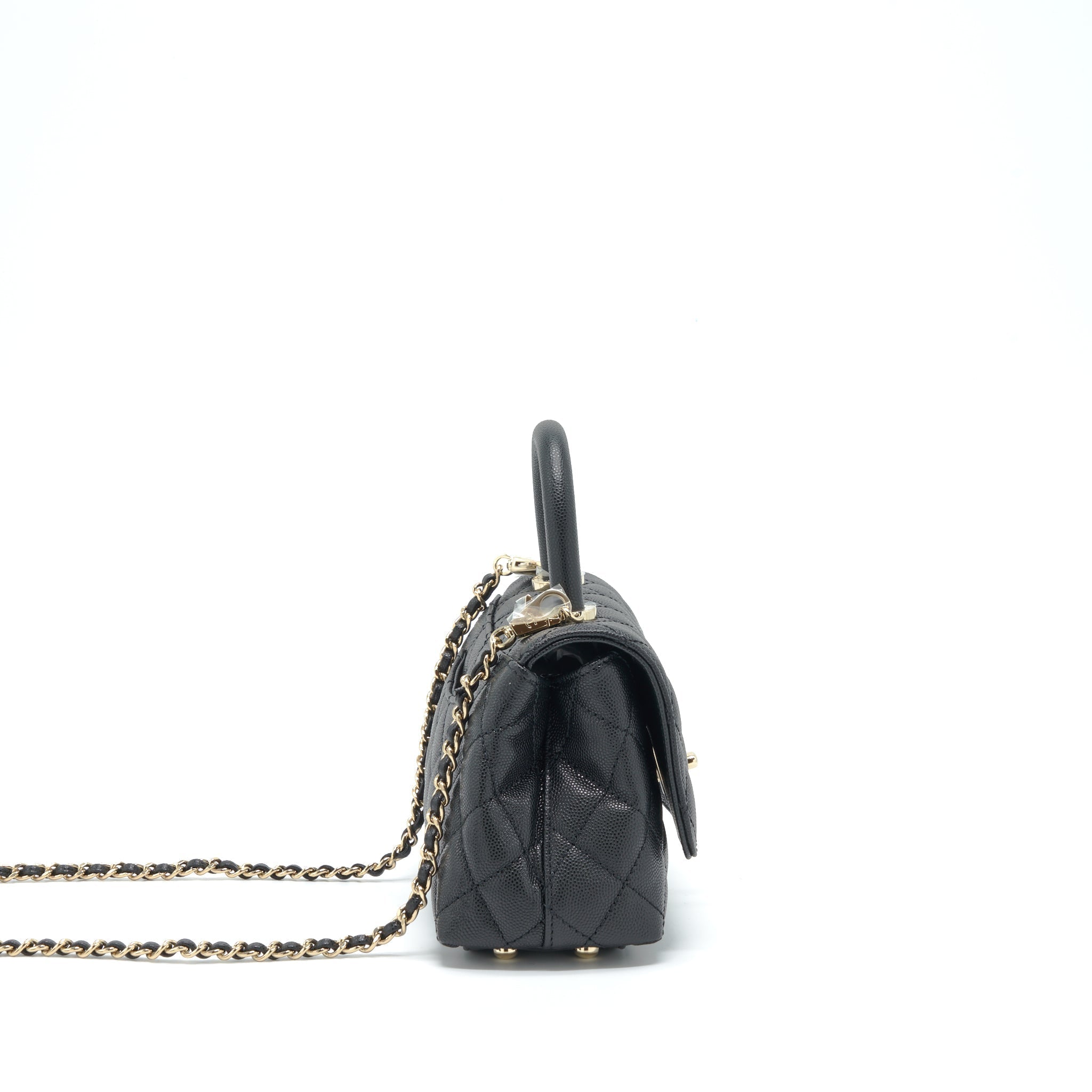 CHANEL MINI COCO HANDLE CAVIAR BLACK LGHW (MICROCHIP)