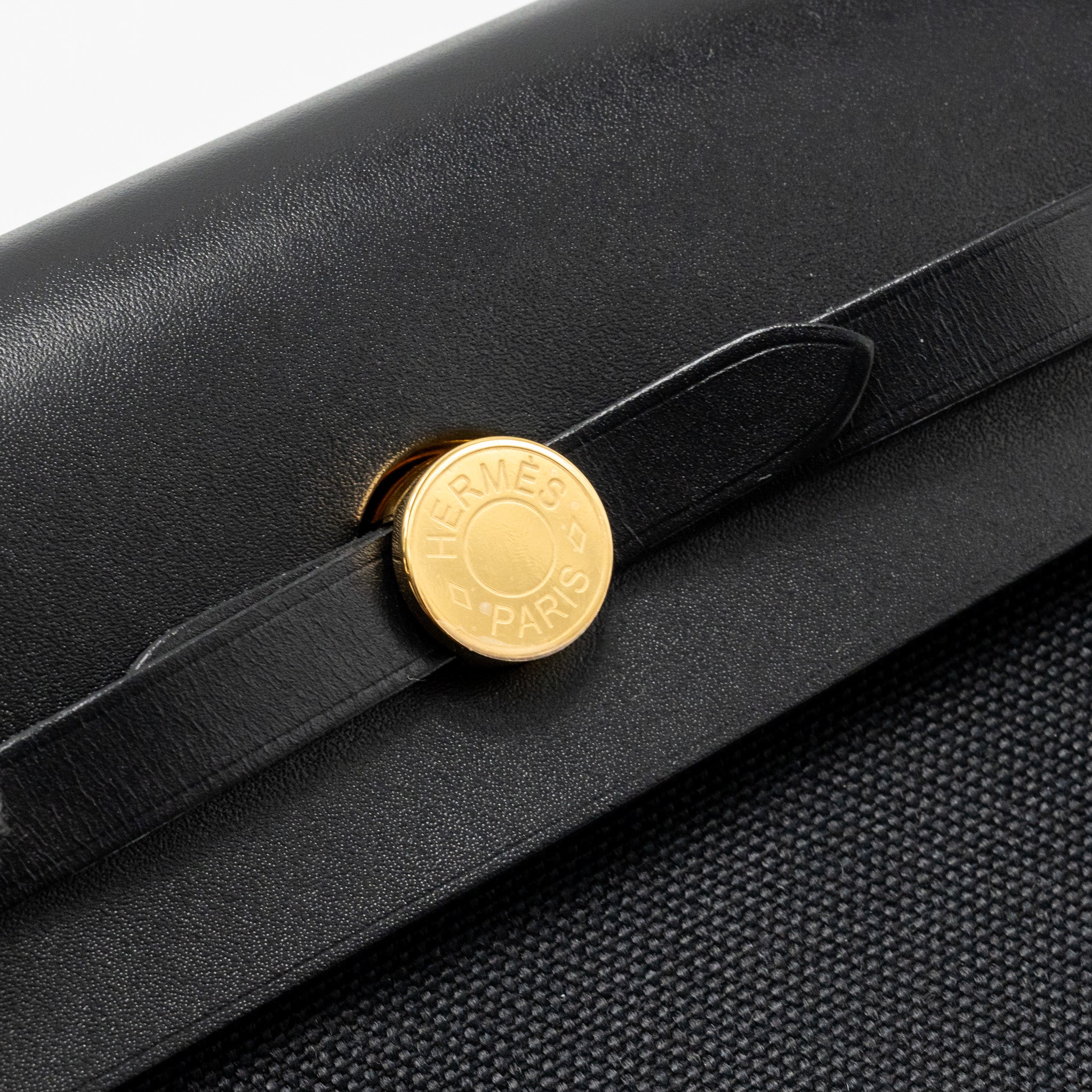 HERMES HERBAG MINI CANVAS / HUNTER LEATHER BLACK GHW