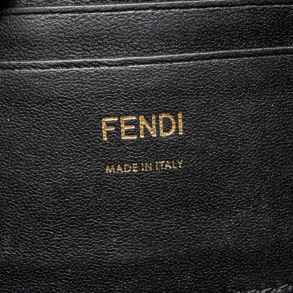 FENDI MINI BAGUETTE BAG FF MOTIF LAMBSKIN BLACK GHW