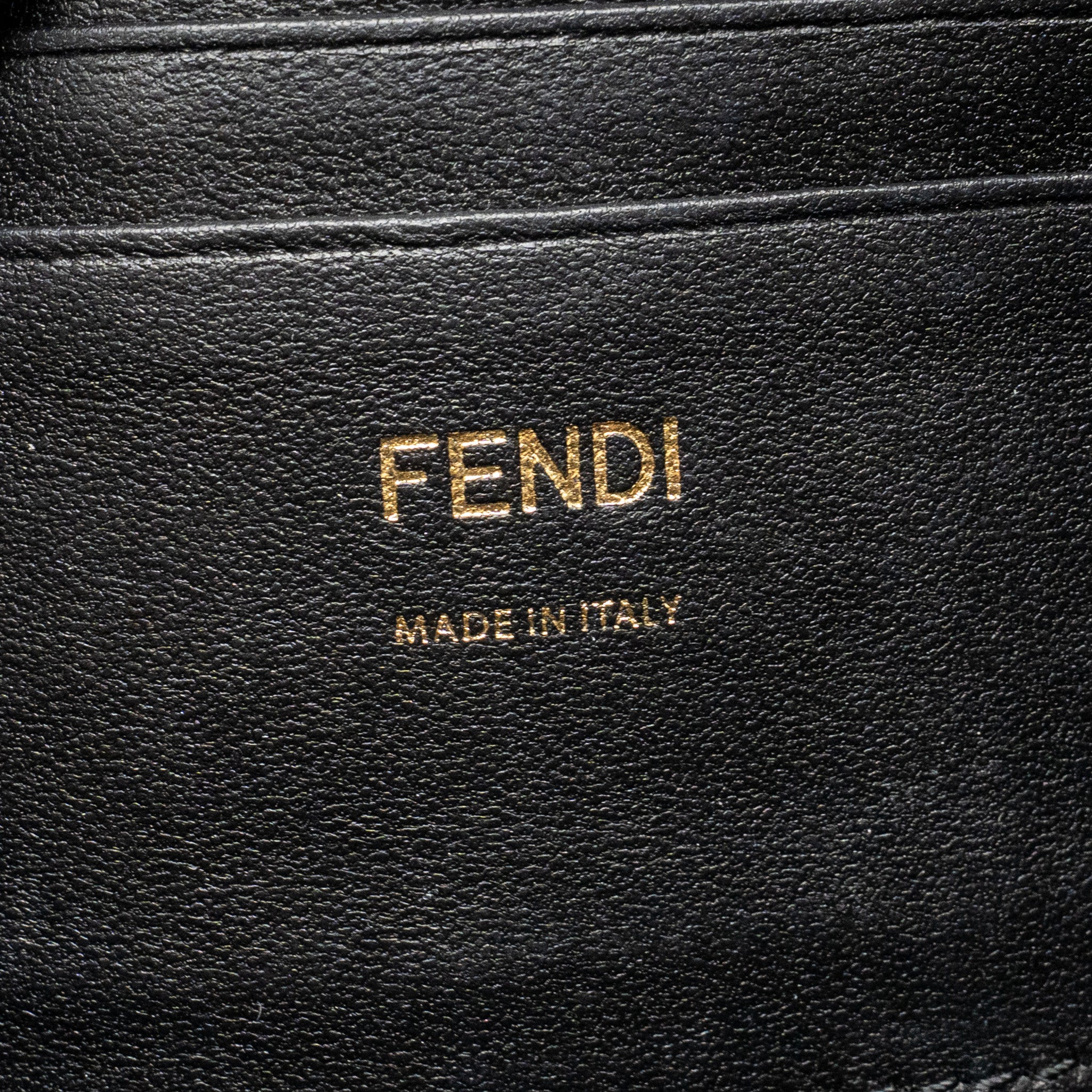 FENDI MINI BAGUETTE BAG FF MOTIF LAMBSKIN BLACK GHW