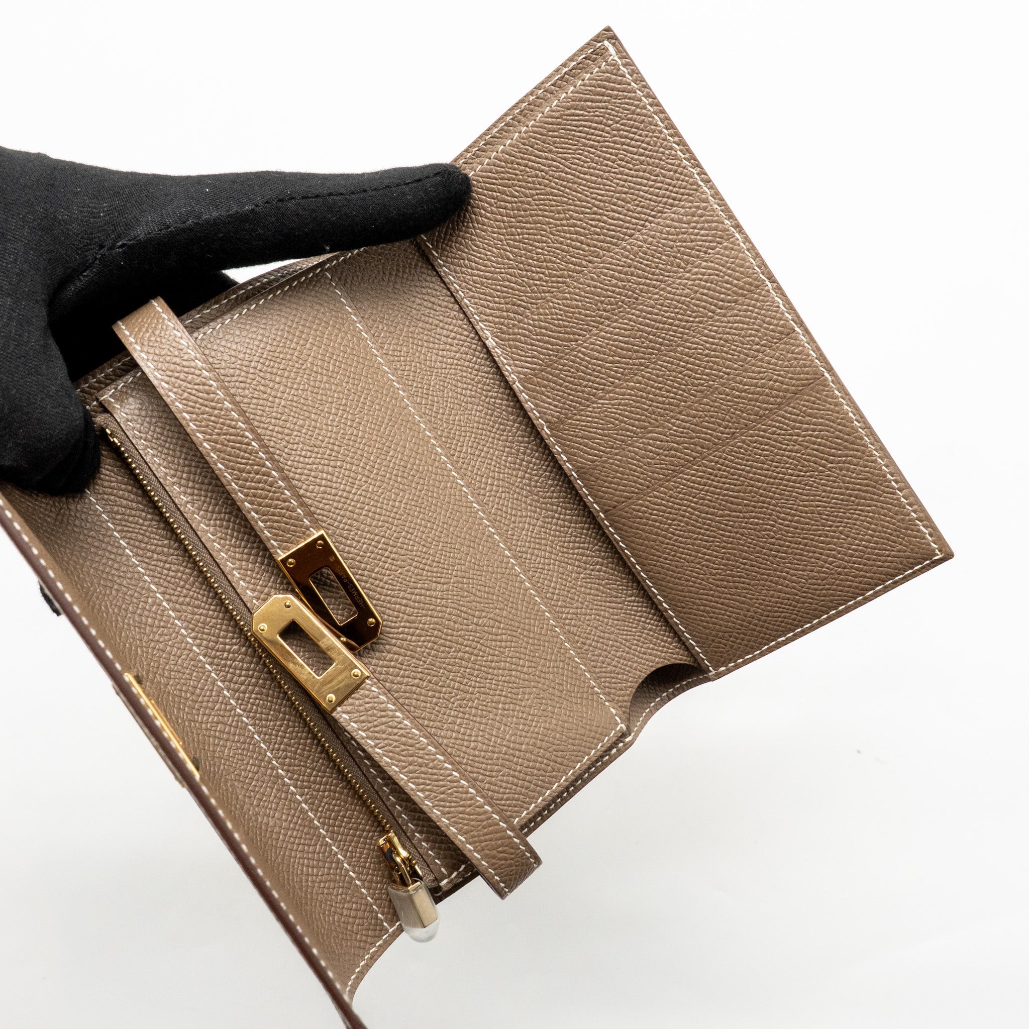 HERMES KELLY WALLET EPSOM ETOUPE GHW