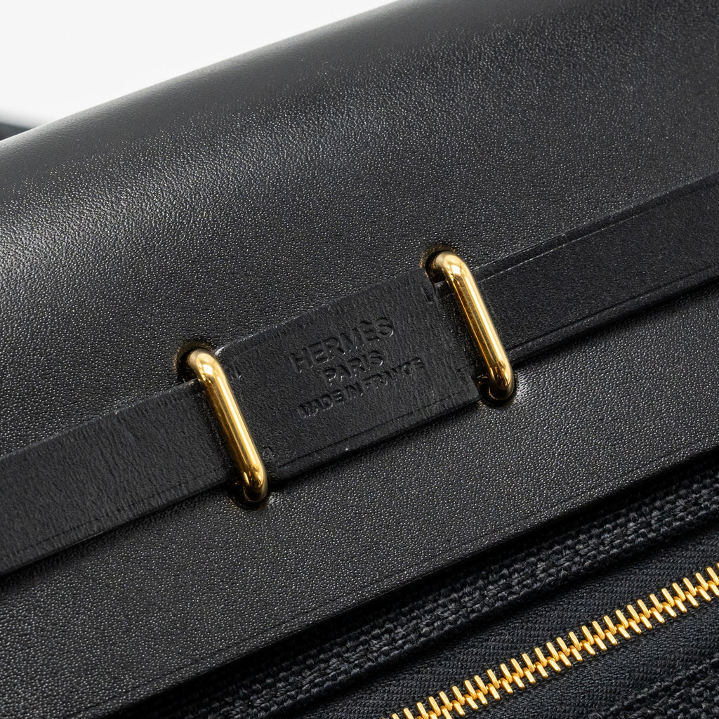 HERMES HERBAG MINI CANVAS / HUNTER LEATHER BLACK GHW