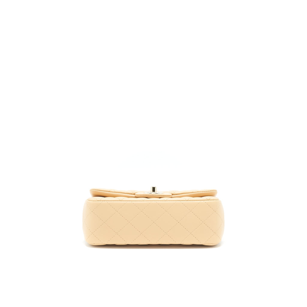 CHANEL 22C MINI RECTANGULAR FLAP BAG LAMBSKIN BEIGE LGHW