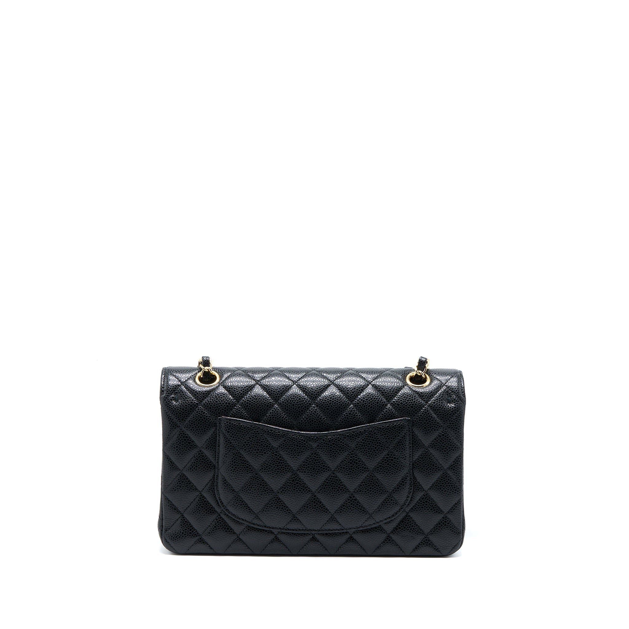 CHANEL MEDIUM CLASSIC DOUBLE FLAP BAG CAVIAR BLACK GHW (MICROCHIP)