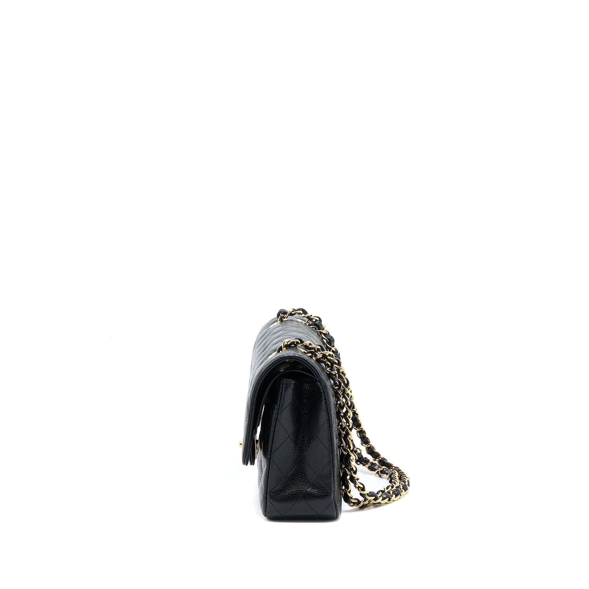 CHANEL MEDIUM CLASSIC DOUBLE FLAP BAG CAVIAR BLACK GHW (MICROCHIP)