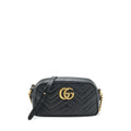 GUCCI GG MARMONT SMALL MATELASSE SHOULDER BAG BLACK GHW