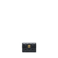 CHANEL QUILTED MINI FLAP CARD HOLDER LAMBSKIN BLACK GHW