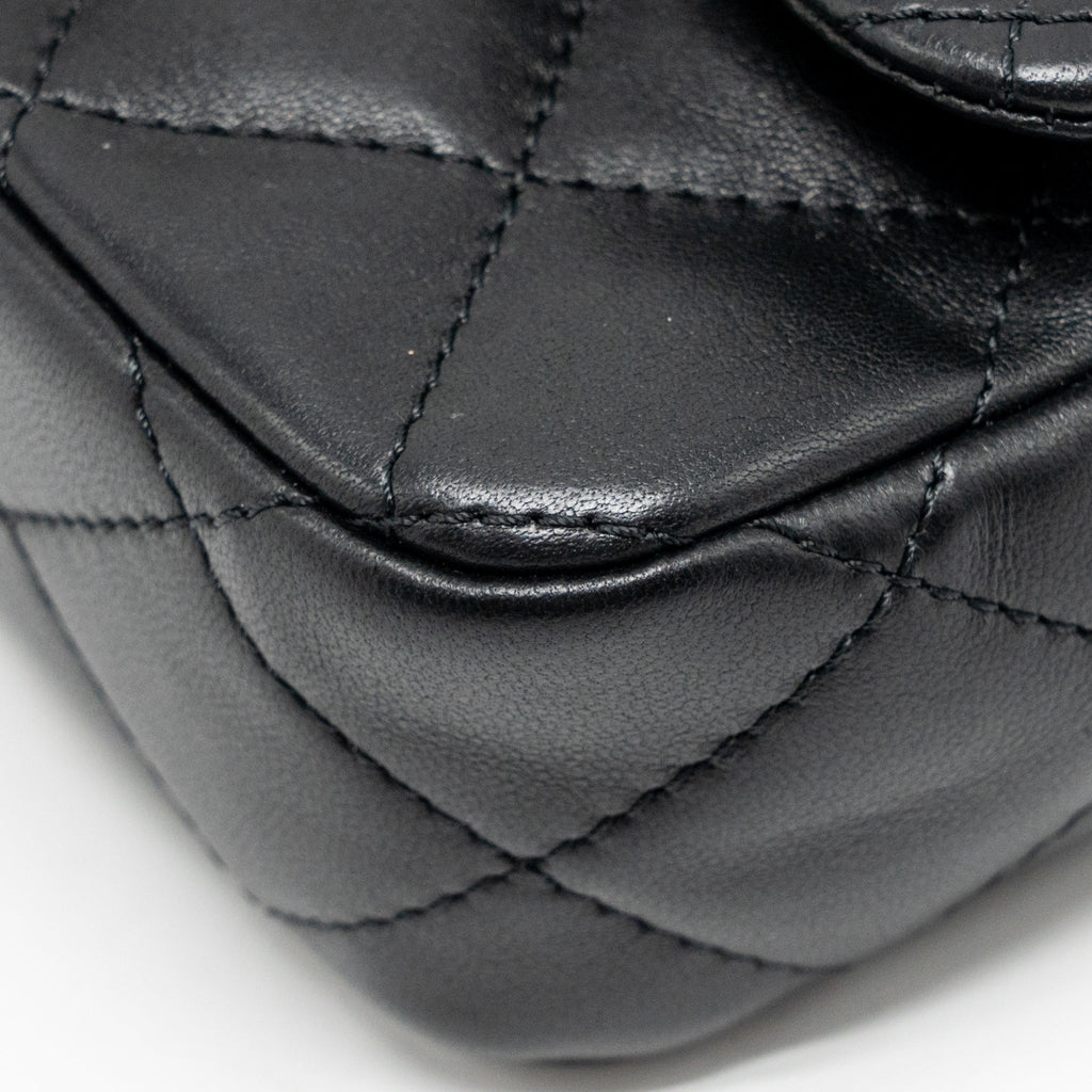 CHANEL 24S TOP HANDLE MINI FLAP BAG LAMBSKIN BLACK GHW (MICROCHIP)