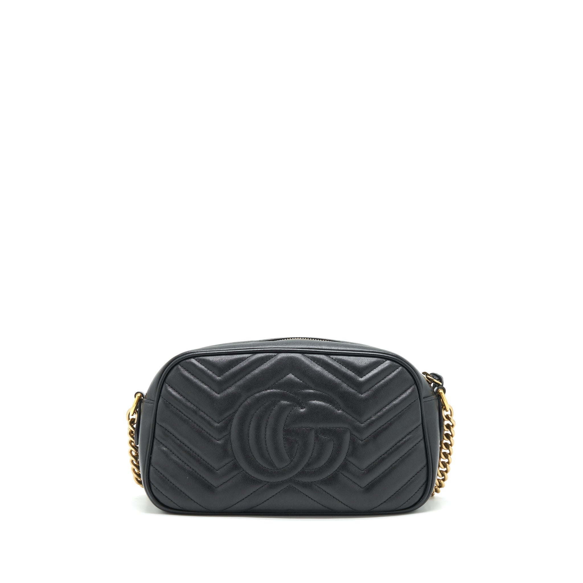 GUCCI GG MARMONT SMALL MATELASSE SHOULDER BAG BLACK GHW