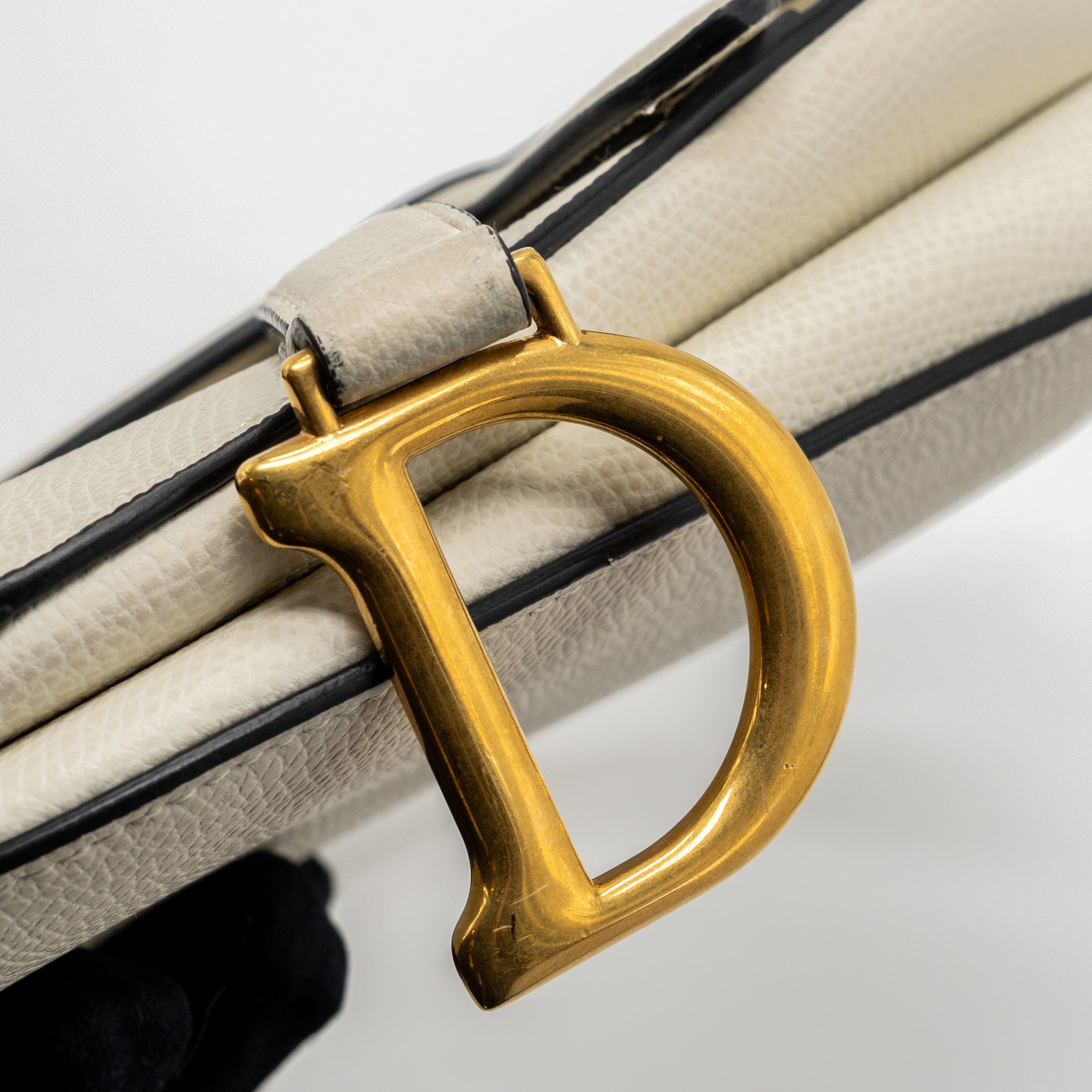 DIOR MINI SADDLE BAG CALFSKIN WHITE BRUSHED GHW