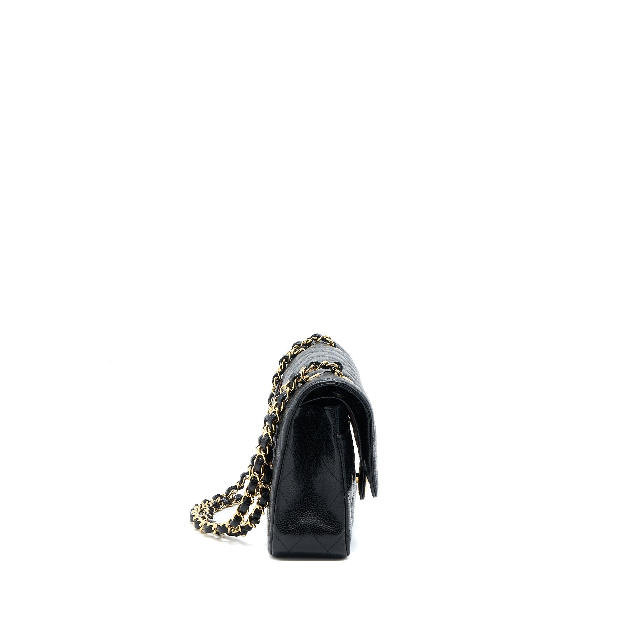 CHANEL MEDIUM CLASSIC DOUBLE FLAP BAG CAVIAR BLACK GHW (MICROCHIP)