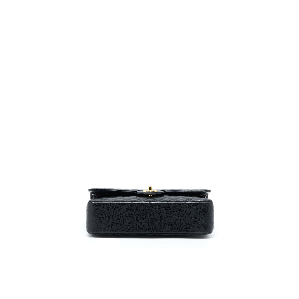 CHANEL MEDIUM CLASSIC DOUBLE FLAP BAG CAVIAR BLACK GHW (MICROCHIP)