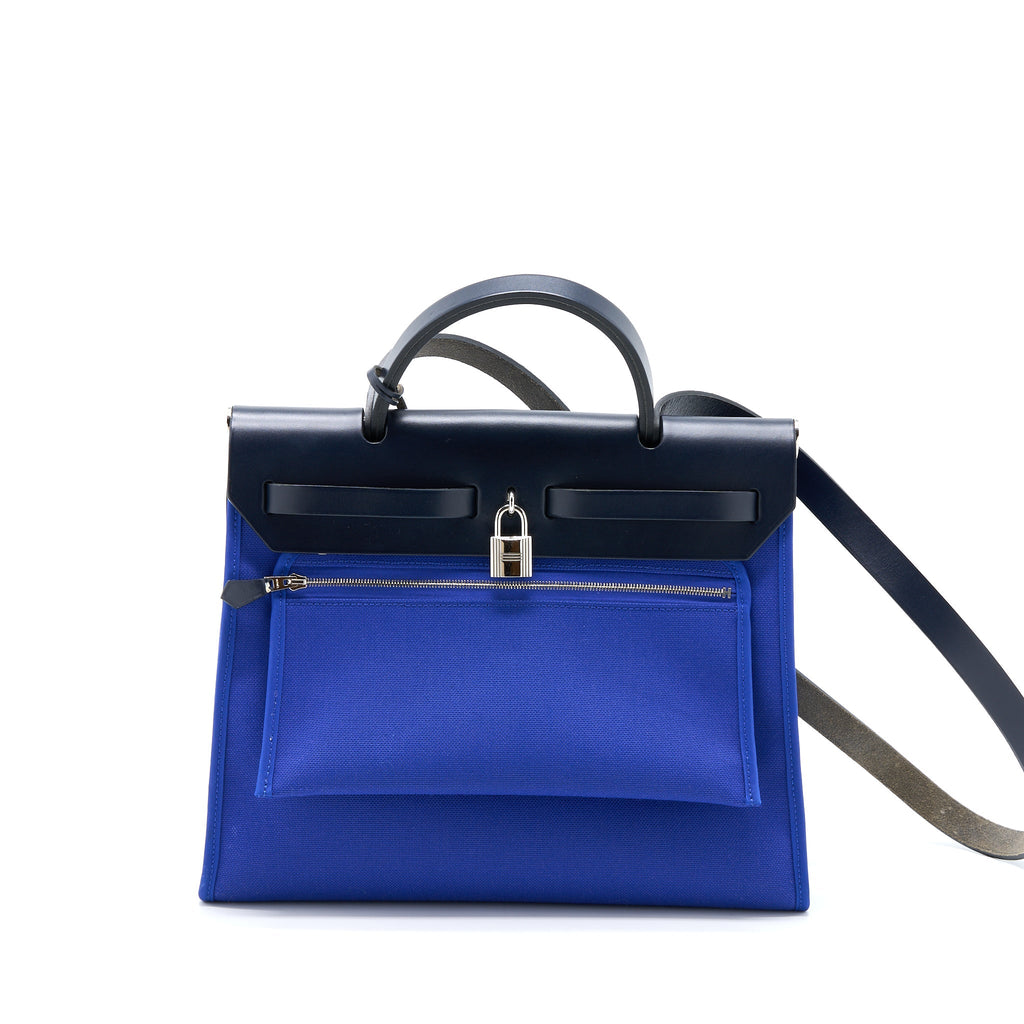 HERMES HERBAG 31 CANVAS BLUE SHW