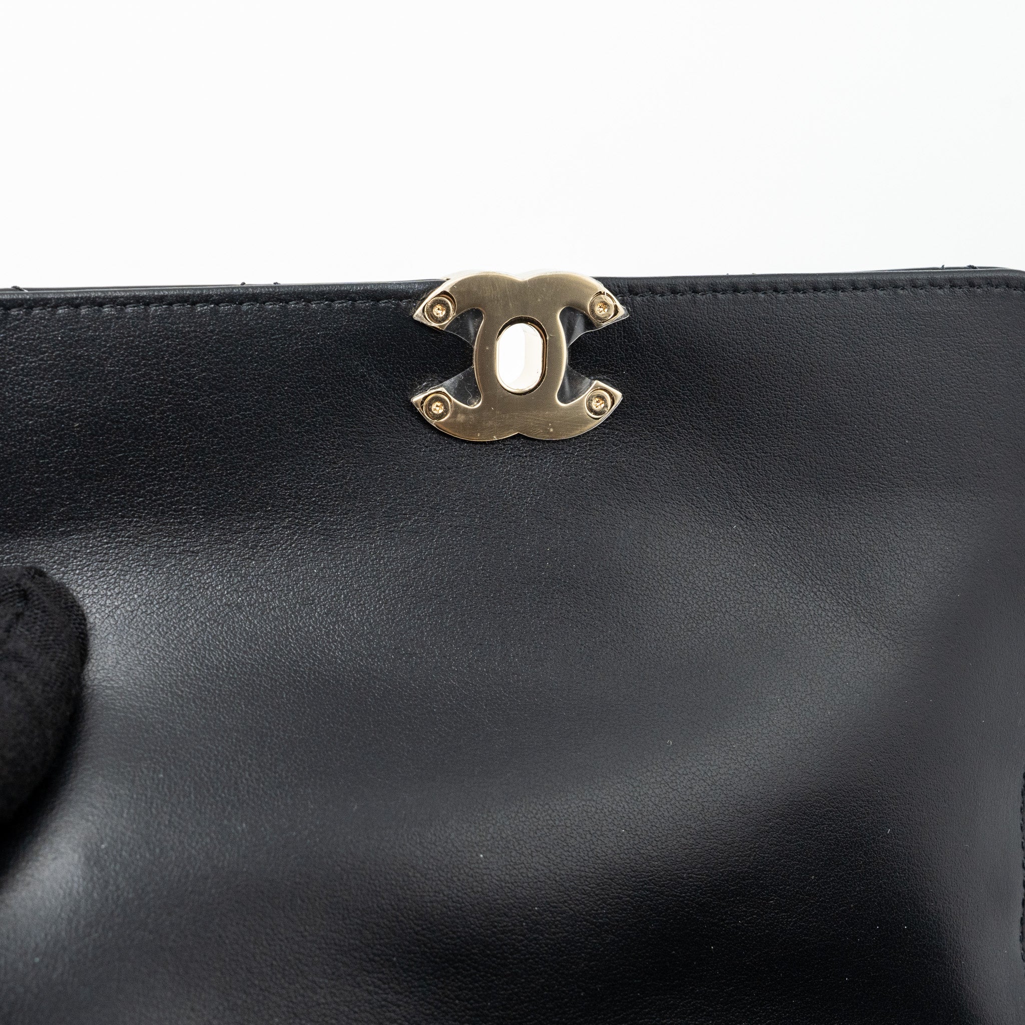 CHANEL SMALL TRENDY CC DUAL FLAP BAG PATENT BLACK LGHW (MICROCHIP)