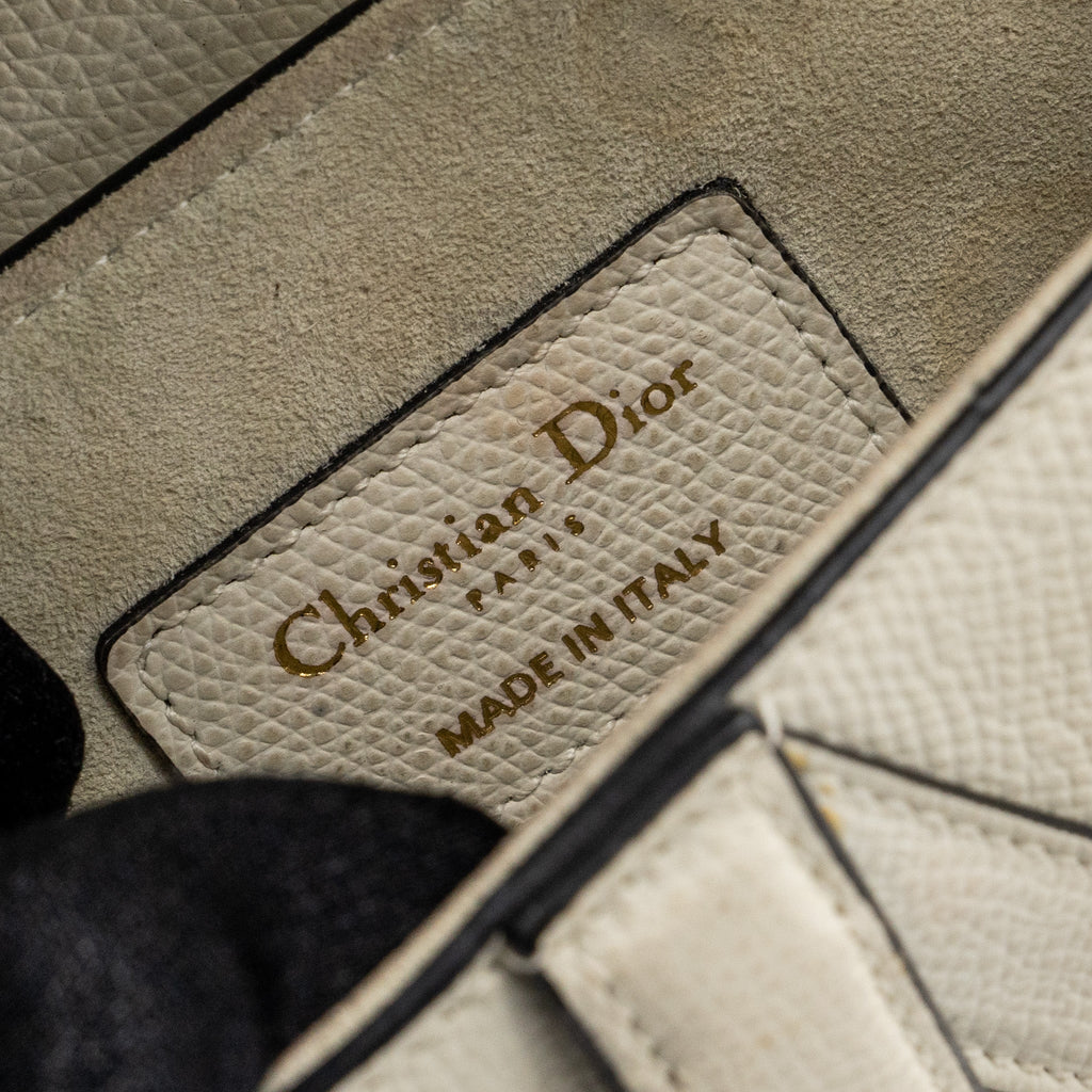 DIOR MINI SADDLE BAG CALFSKIN WHITE BRUSHED GHW