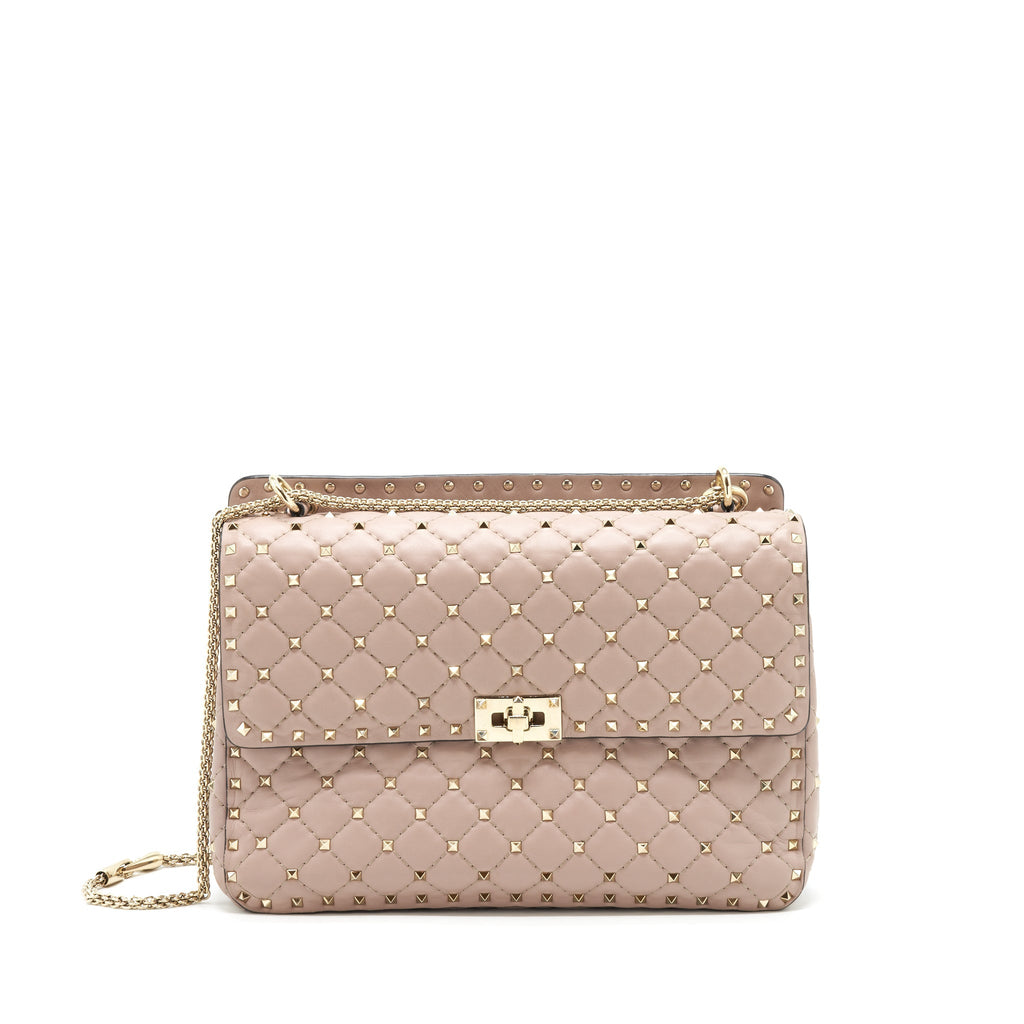VALENTINO ROCKSTUD SPIKE NAPPA LEATHER CROSSBODY BAGS POUDRE